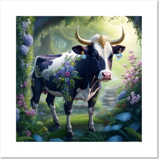 Cow in Forest Posters and Art